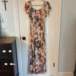 Pinkblush Floral Ruffle Maxi Dress